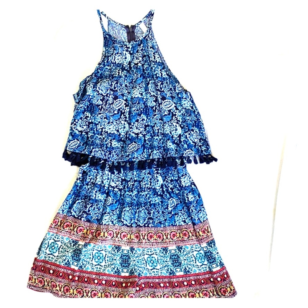 Blue printed romper